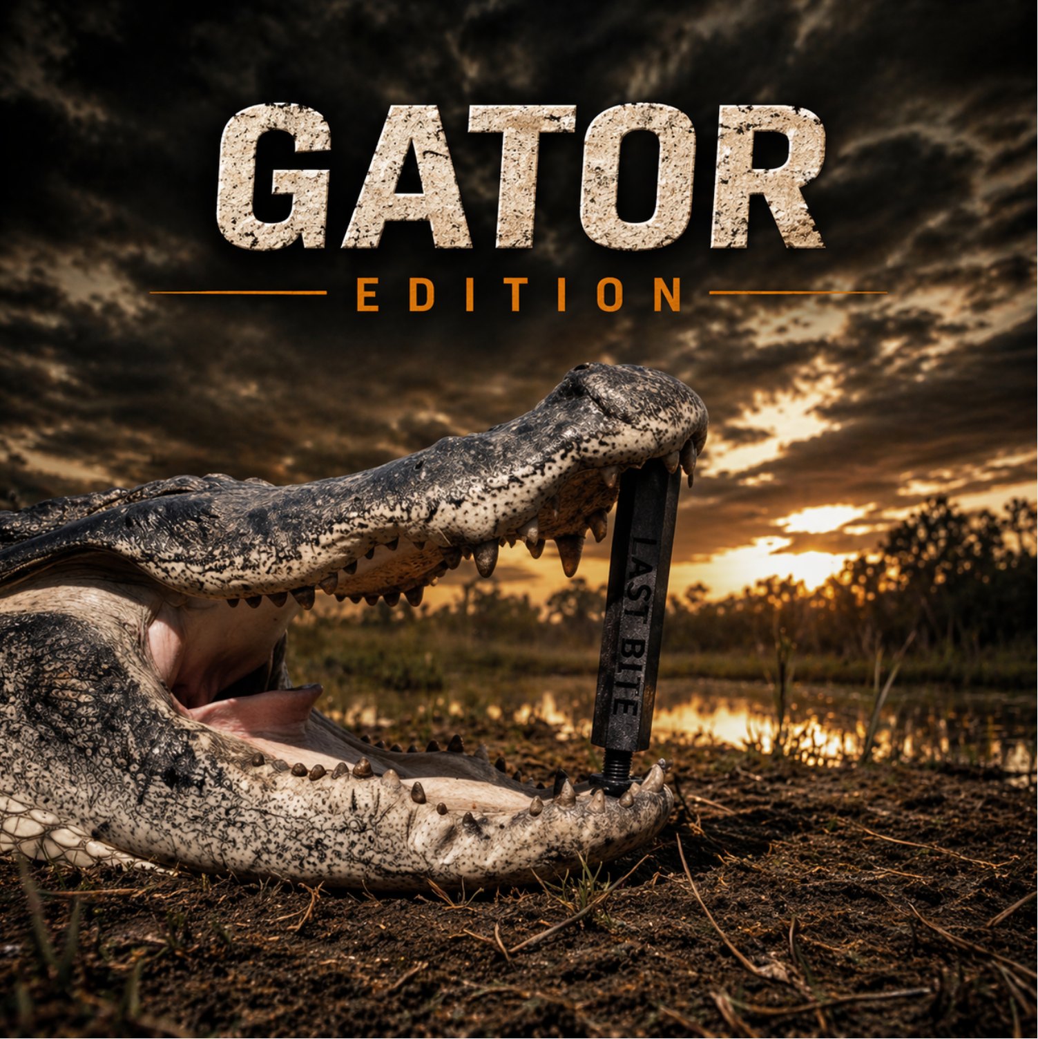 Gator Edition Last Bite tool, alligator at sunset